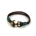 Pulseira de Couro Trançado com Âncora