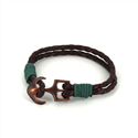 Pulseira de Couro Trançado com Âncora