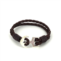 Pulseira de Couro Trançado com Âncora