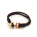 Pulseira de Couro Trançado com Âncora