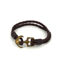 Pulseira de Couro Trançado com Âncora