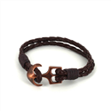 Pulseira de Couro Trançado com Âncora
