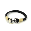 Pulseira de Couro Trançado com Âncora