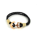 Pulseira de Couro Trançado com Âncora