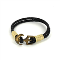 Pulseira de Couro Trançado com Âncora