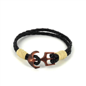 Pulseira de Couro Trançado com Âncora