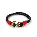 Pulseira de Couro Trançado com Âncora