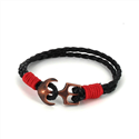 Pulseira de Couro Trançado com Âncora