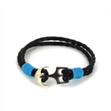 Pulseira de Couro Trançado com Âncora