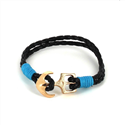 Pulseira de Couro Trançado com Âncora
