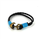 Pulseira de Couro Trançado com Âncora