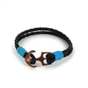 Pulseira de Couro Trançado com Âncora