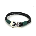Pulseira de Couro Trançado com Âncora