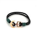 Pulseira de Couro Trançado com Âncora