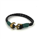 Pulseira de Couro Trançado com Âncora