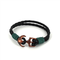 Pulseira de Couro Trançado com Âncora