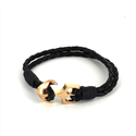 Pulseira de Couro Trançado com Âncora