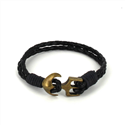 Pulseira de Couro Trançado com Âncora