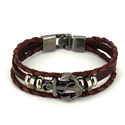 Pulseira de Couro Trançado Castanho com Âncora