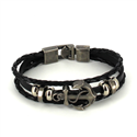 Pulseira de Couro Trançado Preto com Âncora